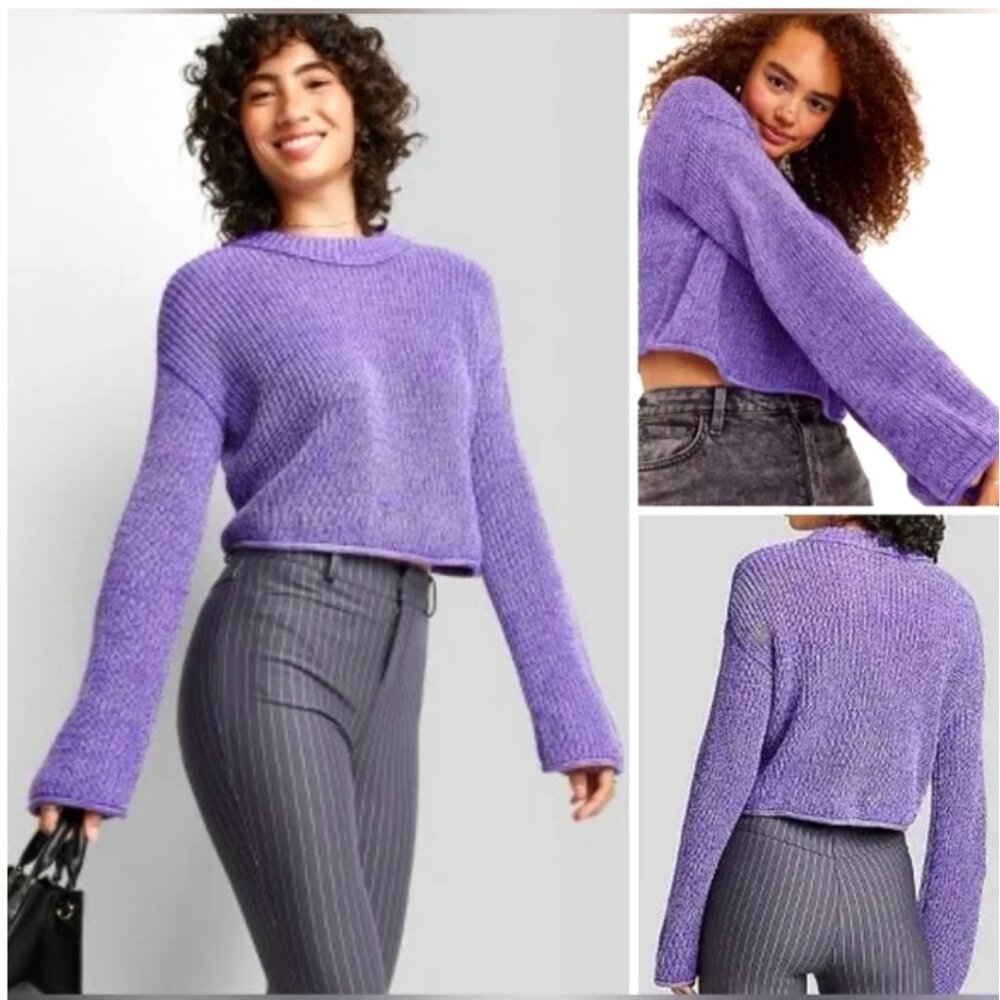 NWT Wild Fable Purple Crewneck Boxy Sweater